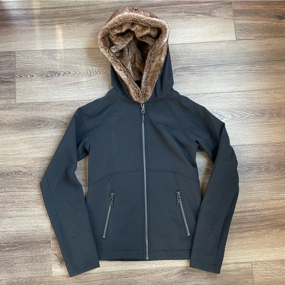 Marmot Women’s Water Repellant Faux Fur Hood Lined Jacket Black XS